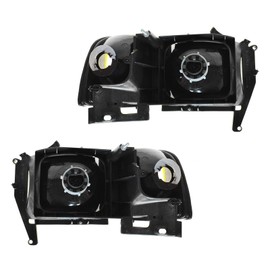 TRQ Driver & Passenger Side Headlight Assembly Set Headlights Driver & Passenger Side Compatible with 1994-2002 Dodge Ram 1500 Ram 2500 Ram 3500 CH2502101 CH2503101