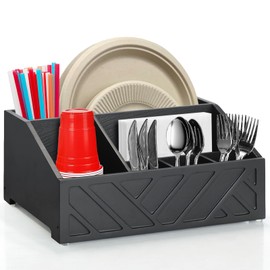 Ameuphercy Coffee Organizer Station for Countertop,Wood Coffee Station Organizer for Counter,Farmhouse Coffee Cup Holder Storage Basket,Coffee accessories for Coffee Bar Decor(Black)