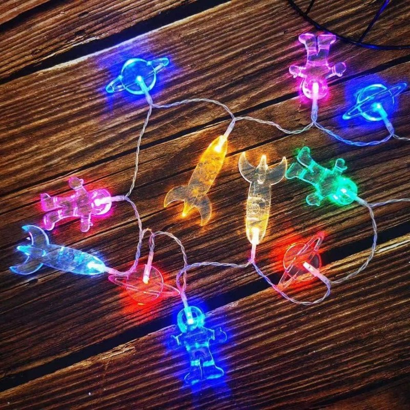 LELYFIT 20LED 3.0M Spaceman Cartoon String Lights, Astronaut Planet Rocket