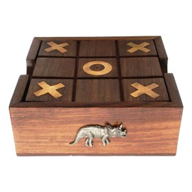 Gamekeepers Cottage gifts Triceratops Wooden Noughts & Crosses & Solitaire Game With FREE ENGRAVING 103