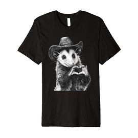Country Cowboy Opossum Vintage Rodeo Cowgirl Western Possum Premium T-Shirt
