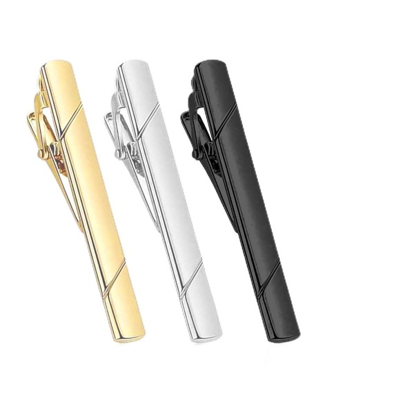 KAPSING Pack of 3 Men's Tie Clips, Copper Tie Clips,