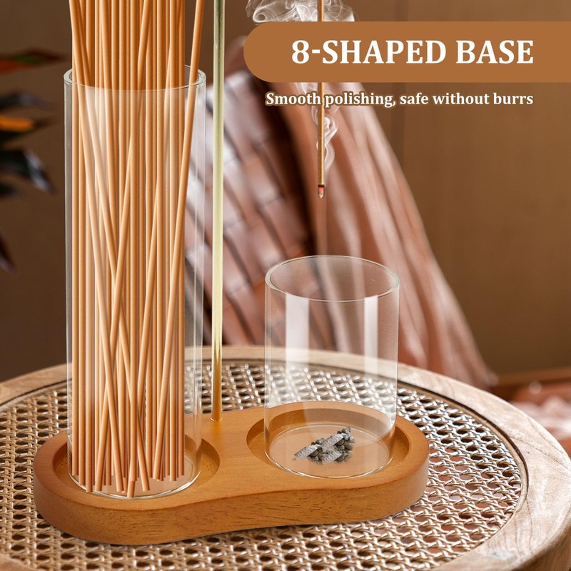 Incense Holder Wooden Upside Down Incense Holder with Removable Glass
