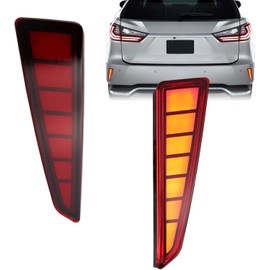 GEEGEETOP Full Lens LED Rear Reflector Bumper Fog Light Assembly kit for Lexus RX350 RX450H 2016 2017 2018 2019,Sequential Turn Signal Light & Brake Light & Daytime Running Light,2 PCS (RED STYLE)