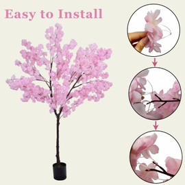 Artificial Cherry Blossom Tree 6.5ft, Faux Cherry Blossom Tree Fake Pink Cherry Tree for Wedding Office Home Living Room House Garden Indoor Outdoor Decor