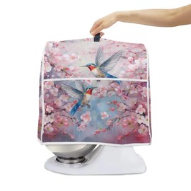 ASQVTIFE Bird Print Kitchen Aid Mixer Cover Small Kitchen Appliance Covers Stand Mixer Cover with Accessory Storage Pockets and Handles Tilt Head Bowl Lift Models (Fits for 4.5-5 Quart)
