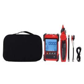 ET616 Network Cable Tester Multimeter Multifunctional Line Finder with LCD Display for Cable Sorting Network Maintenance Sorting Telephone Wire Testing Red