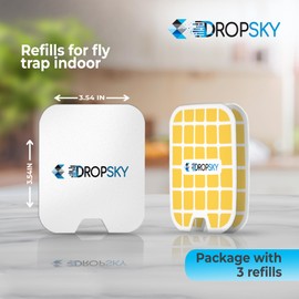 DropSky Flying Insect Trap Refill- Plug in Bug Catcher Indoor Refills, Indoor Fly Trap, Indoor Fly Trap,Trap for Mosquitos, Bugs, Insects, Gnats, Moth and Fruit Flies -Plug in Refill (Pack of 3 DP08)