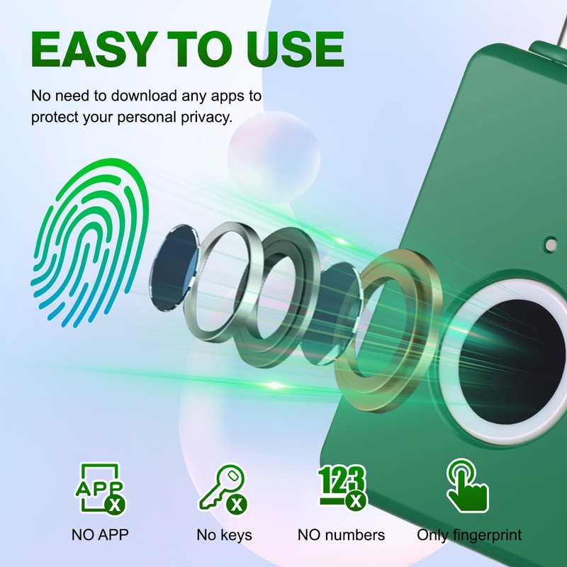 Wisetail Fingerprint Padlock, Smart Gym Locker Lock for Students, Keyless