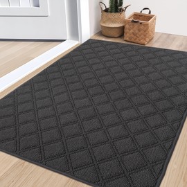BEQHAUSE Dirt Trapper Door Mat 32" x 48", Non-Slip Washable Doormats Welcome Mat, Dirt Resistant and Absorbent Entrance Mat, Low Profile Floor Mats for Front Back Door, Entryway, Dark Grey