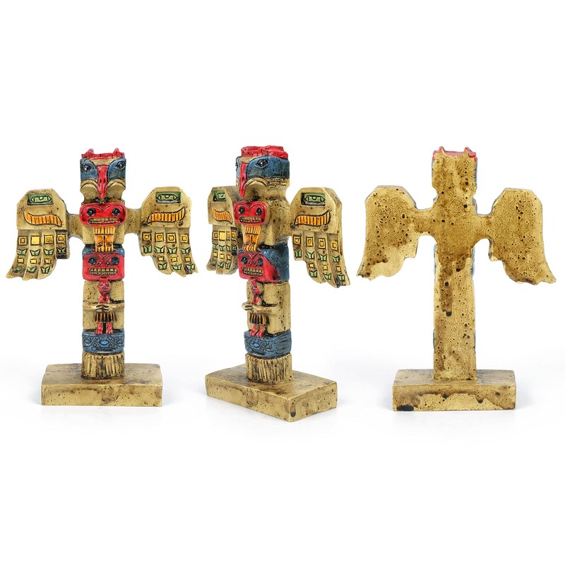 Transgood Indian Totem Pole Indigenous Aboriginal Style Decor, Mini Size