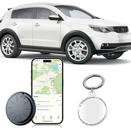 HONGTOP H Car GPS Tracking Device for Vehicles, Works with Find My (iOS Only), No Monthly Fee, Real Time Tracking (Black Tracker, White Waterproof Case)