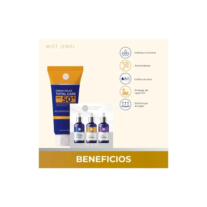 Kit Belleza Complete Con Protector Solar 3 Serum Faciales
