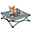 Cooling Elevated Dog Bed, Portable Dog Bed (Green+White, Medium)