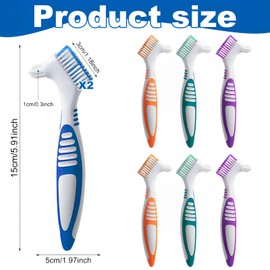 8 Stück Tragbare Prothesenzahnbürste, Mit Mehrschichtigen Borsten Und Ergonomischem Gummigriff, Effektive Zahnprothesenreinigung Premium Harte Zahnersatzbürste, Zahnbürste Für Prothesen(4 Farben)