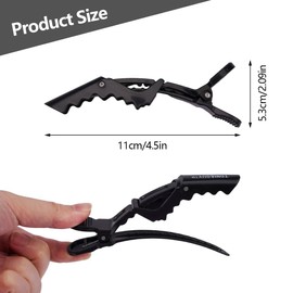 24 Stück Abteilklammern Haarklammern Friseur, Professionelle Krokodilklemmen Haare, Kunststoff Haarspangen Friseur, Schwarz Krokodil-Abteilklammern, Haarklemmen Haarclips für Salon, Damen, Schminke