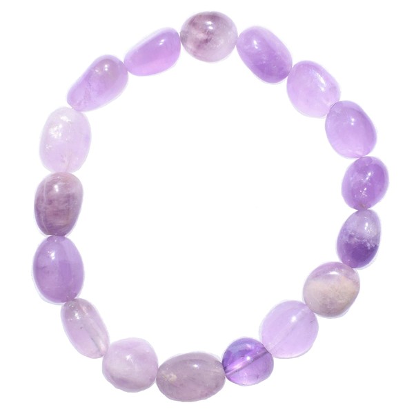 Zenergy Gems CHARGED Light Amethyst Crystal Bracelet Tumble Polished Stretchy