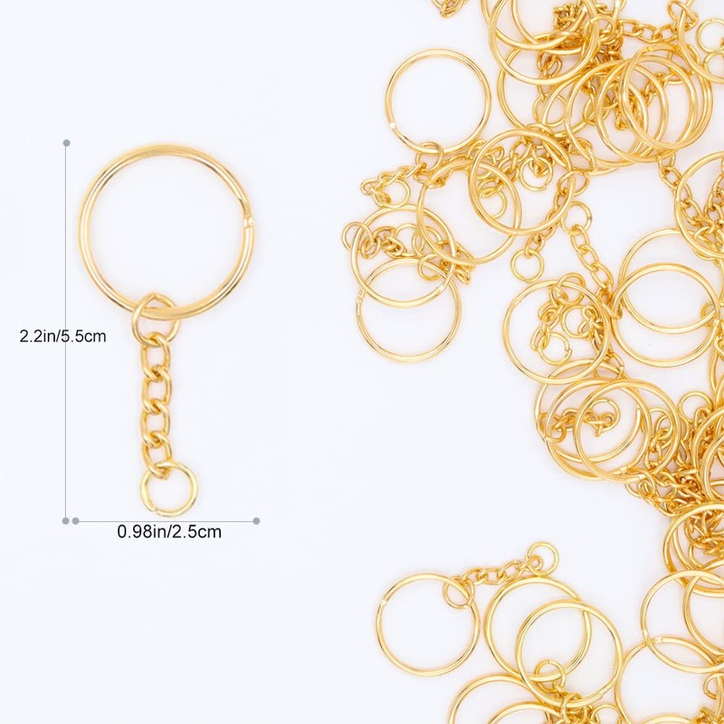 Key Chains Bulk,100Pcs Keychain Rings Metal Key Ring Gold Key