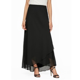 Alex Evenings Women's Long Maxi Skirt (Regular and Petite), Black, XL