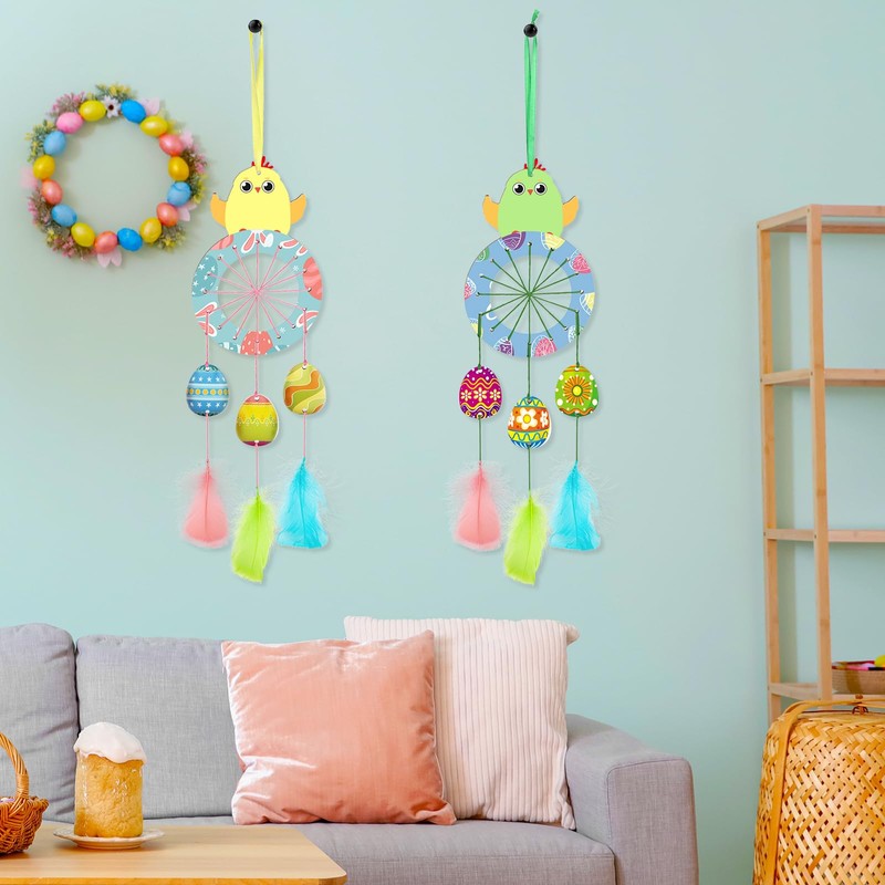 MWOOT 8 Pcs Wooden Easter Dream Catcher Craft Kits, DIY