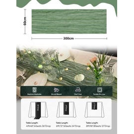 16 Pack 10Ft Cheesecloth Table Runners – Boho Gauze Vintage Table Decor, 120 Inch Long Rustic Cheese Cloth Runner for Wedding, Bridal Shower, Birthday, Romantic Party (Dusty Green, 24" x 120"-3Packs)