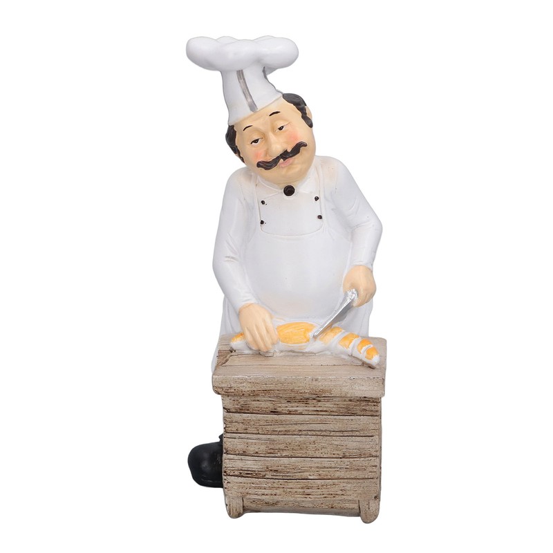 Resin Chef Statue Restaurant Dining Table Decor Figurine Ornament Kitchen