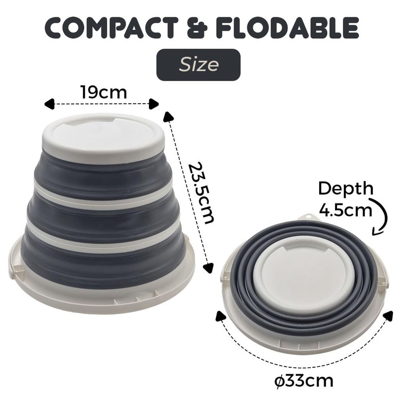 Collapsible Bucket 10L – Portable Foldable Camping & Festival Bucket