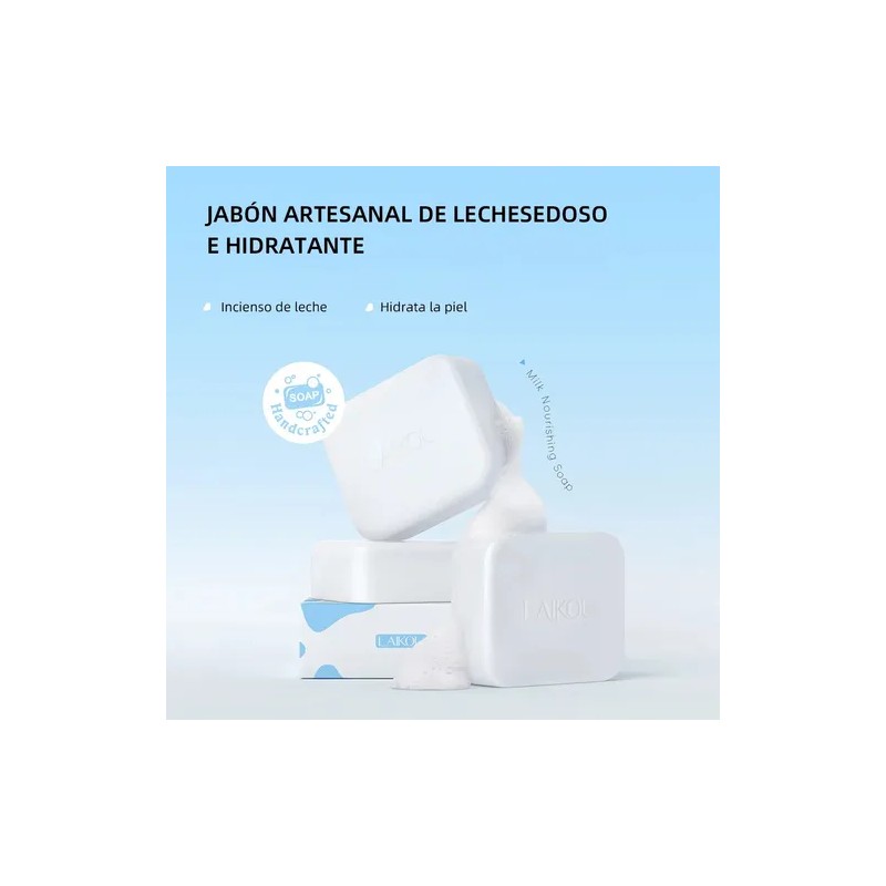 Gm Jabón Artesanal Leche Hidratante Y Limpia 1pc