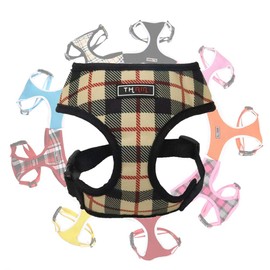 THAIN Dog Harness, Small Dog Harness, Check, Dog Harness, Cute, Pet Supplies, Harness, Dog Safe, Breathable, Small Dogs, Stylish, Popular, Plaid (S, Black)