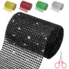 Mardatt 4.7 Inch x 4.5 Yards Black Rhinestone Mesh Ribbon, 24 Rows Sparkling Bling Rhinestone Mesh Rhinestone Ribbon Roll Rhinestone Diamond Mesh Wrap Ribbon for Crafts, Wedding, Party Decorations