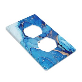 Blue Gold Marble 1 Gang Outlet Cover Outlet Light Switch Cover Decorative Single Duplex Wall Plate Cover For Home Living Bedroom Kitchen Decorative