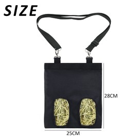 1 x Rabbit Hay Feeder Bag and 1 x Adjustable Strap, Rabbit Feeder, Hamster Guinea Pig Hay Storage Bag, Food Bag for Small Pets - Black?