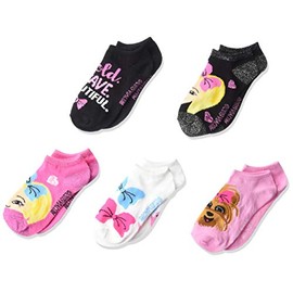 Jojo Siwa Girls' Baby 5 Pack No Show Socks, Assorted Multi, 6-8.5