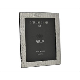 Gelco Italian 925 Sterling Silver & Wooden Back Leather Design Picture Frame (4x6)