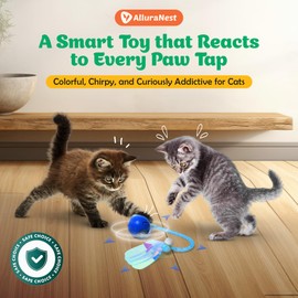 ALLURANEST Interactive Cat Toys for Indoor Cats, Automatic Motion Activated Hide and Seek Cat Toy, Fast Rolling Ball in Cat Play Mat Keeps Cat Engaged (Blue)