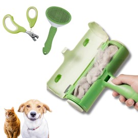 Pet Hair Removal Lint Roller, Pet Hair Roller, Pet Deals, Pet Supplies for Dogs, Pet Hair Removal Broom, Lint Roller Reusable, Combo with Nail Clipper and Pet Grooming Brush.
