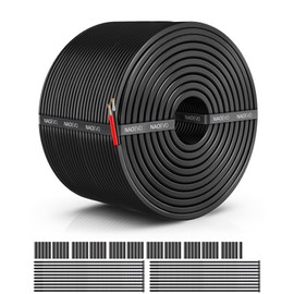 NAOEVO 14 Gauge Wire 2 Conductor Electrical Wire, 14 AWG Stranded PVC Cord, 12V Low Voltage/Tinned Copper/Flexible Cable for Automotive Wiring, Lamp Cord, Marine Cable (100FT)