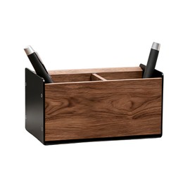 muso wood Wooden Pen Holder for Desk, Artisan Walnut & Aluminum Pencil Cup Organizer for Office & Home, Unique Modern Desktop Accessory (2 Slot)