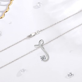 Eusense Initial J Necklace Letter Pendant Silver 925 Alphabet Jewellery for Women Girls