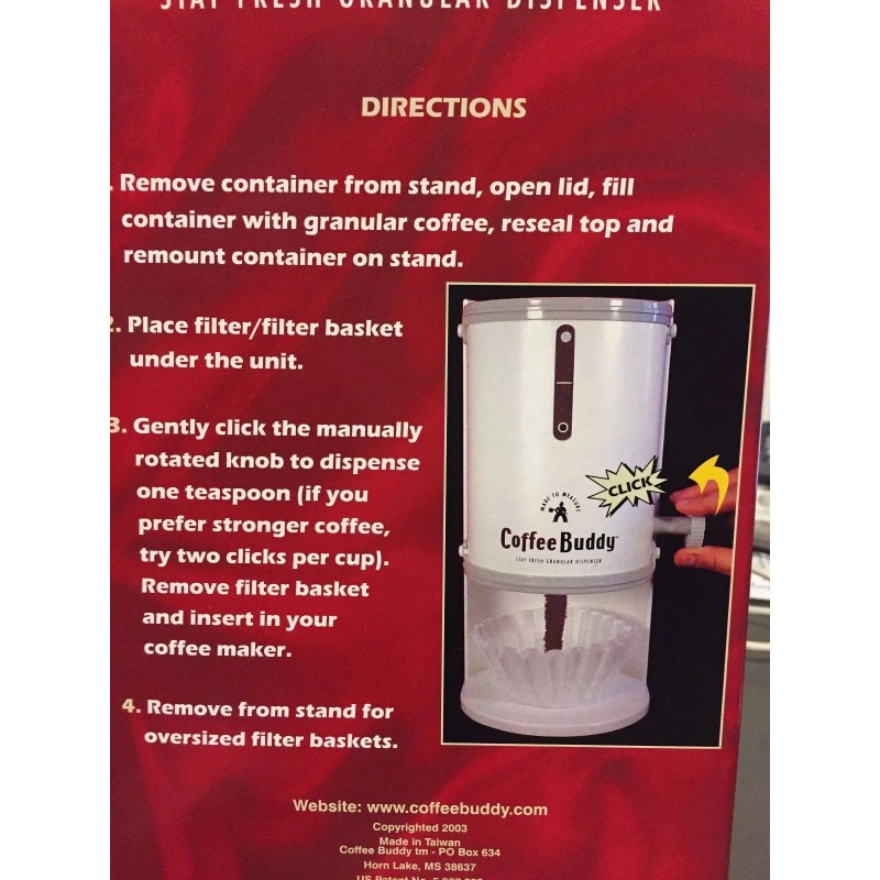 COFFEE BUDDY STAY FRESH GROUND COFFEE OR ANY GRANULAR DISPENSER