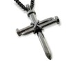 Cross 3 Nails Wire Wrapped Dark Metal Finish Pendant Dark