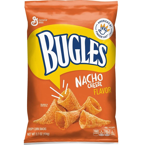 Bugles, Nacho Cheese, Crispy Corn Snacks, 3.7 oz. Bag
