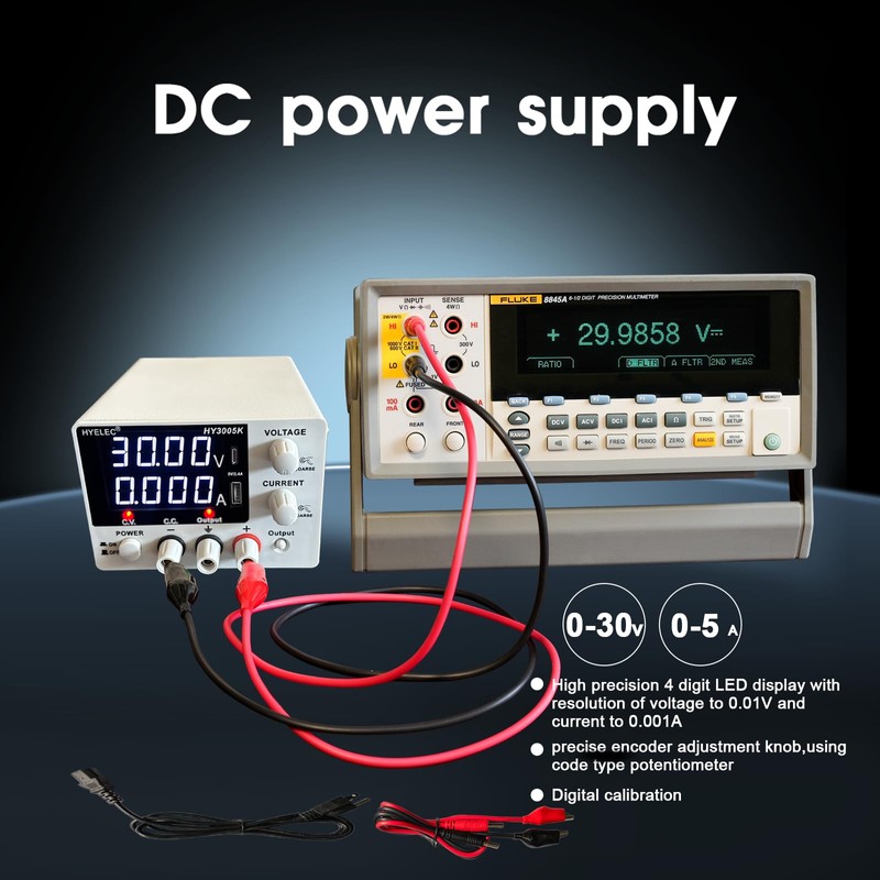 HYELEC Variable DC Power Supply, 0-30V 0-10A, Bench Power Supply