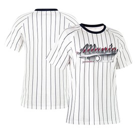 Simapak Mens Baseball Pinstripe Fans Athletic City Raglan T-Shirts - White & Navy (Size:2XL)