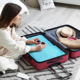 HDKJDPG Carry on Compression Packing Cubes Travel for Suitcases ，Compressible Packing Cubes for Travel Women Packing Organizers 4 Set Ultralight (Blue)