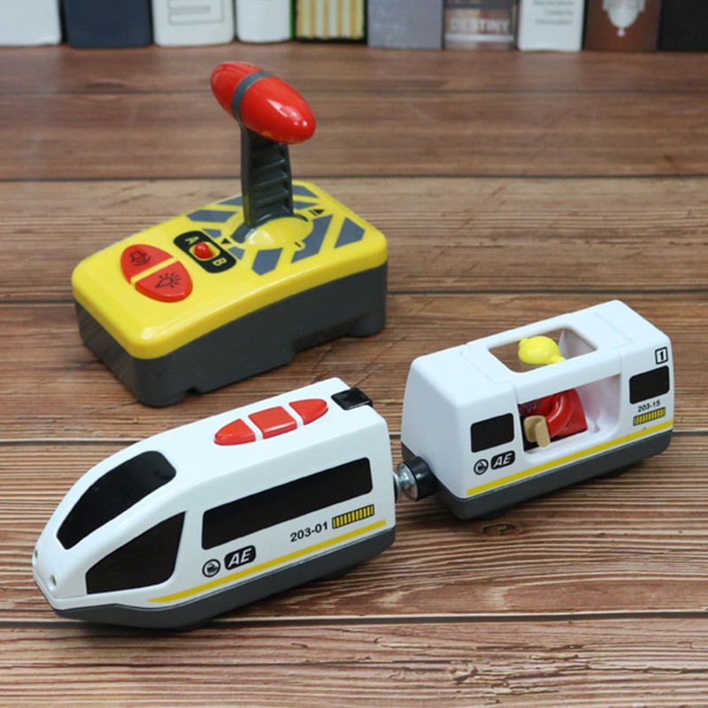 Remote Control Electric Train Toy Compatible with Wooden Track Car