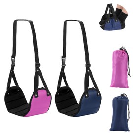 Pack of 2 Foot Hammock, Footrest Airplane, Airplane Footrest with Dust Cover, 2 Pack Footrest Hammock for Plane Travel, Travel Accessories for Aircraft for Office, Aeroplane etc. (Navy + Rose)