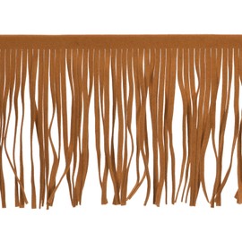 QUARKZMAN 2 Yards 4 Inch PU Leather Fringe Trimming Double-Sided Leather Sewing Tassel Fringe for Crafts Sewing Dress Craft Skirt Decoration Brown