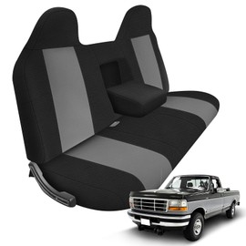 Kistrba Truck Seat Cover Compatible with 1993-1998 Ford Truck Regular XCab Crew Cab, Front Solid Bench Seat with Molded Headrests and Integrated Center Armrest Seat Cover