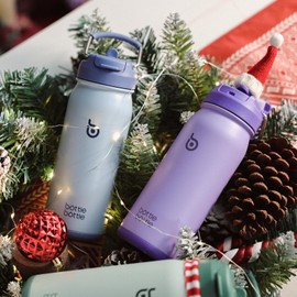 BOTTLE BOTTLE Purple 16oz Stainless Steel Insulated Kids Sports Water Bottle with Straw and Pill Holder for Gifts and School